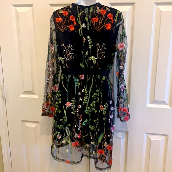 Floral Mesh Embroidery Overlay Dress - Picture 9 of 9